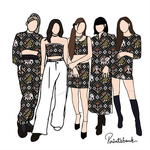 Black Animal Patola Digital Printed Fabric Material Black Animal Patola Digital Printed Fabric Material