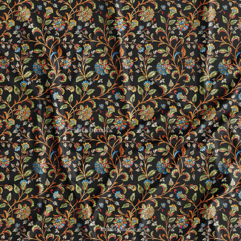 Black Vintage Floral jaal Print Black Vintage Floral jaal Print