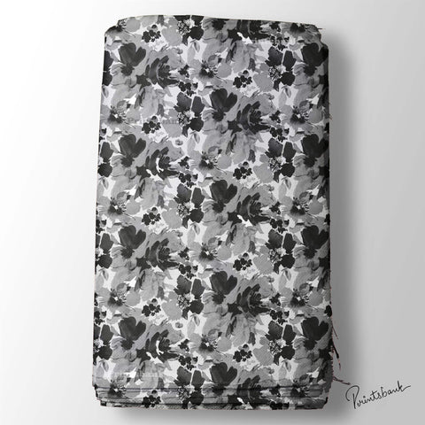 Black Gray Abstract Floral Digital Print Black Gray Abstract Floral Digital Print