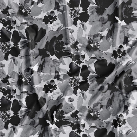 Black Gray Abstract Floral Digital Print Black Gray Abstract Floral Digital Print