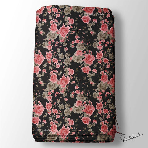 Black Pink Rose Garden Clothing Material Black Pink Rose Garden Clothing Material