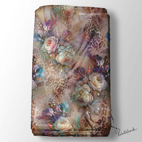 Abstract Rose Floral Digital Printed Material Abstract Rose Floral Digital Printed Material