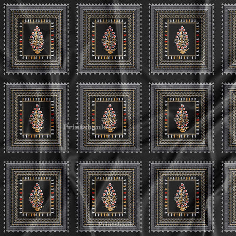 Black Tiles Geometrical Print For Western look Black Tiles Geometrical Print For Western look