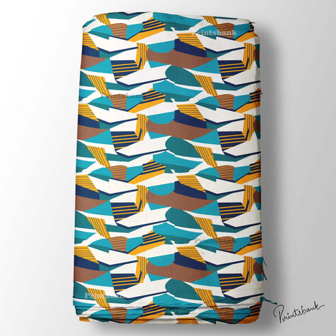 Abstract White Green Designer Printed Fabric Abstract White Green Designer Printed Fabric