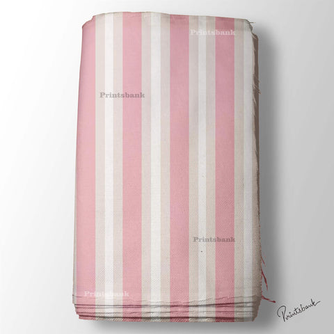Pink Peach Color Stripe Printed Fabric Material Pink Peach Color Stripe Printed Fabric Material