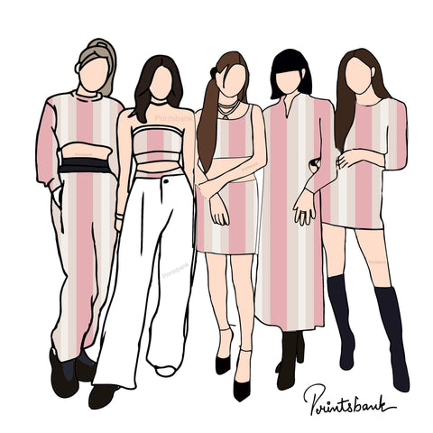 Pink Peach Color Stripe Printed Fabric Material Pink Peach Color Stripe Printed Fabric Material