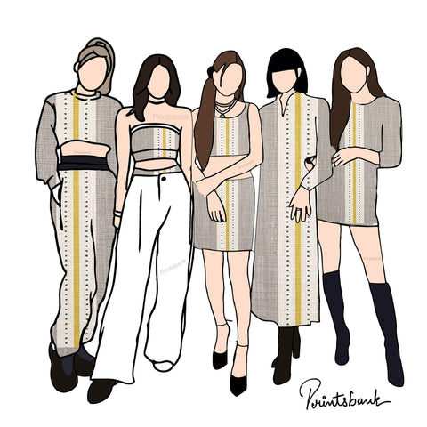 Coffee Yellow color Stripe Printed Fabric Material Coffee Yellow color Stripe Printed Fabric Material