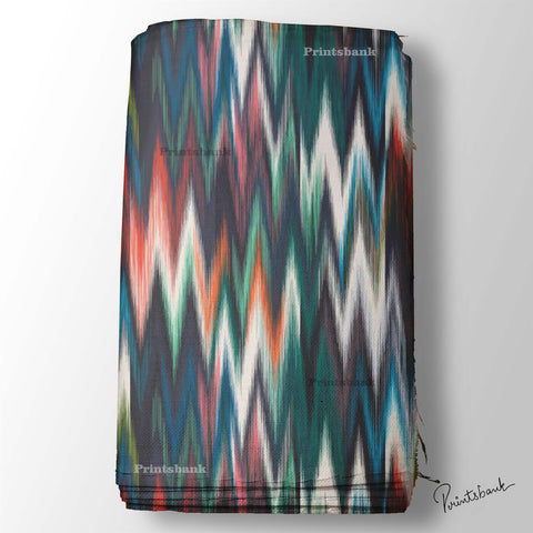 Multi Colour Ikat Digital Printed Wholesale Fabric For Dress