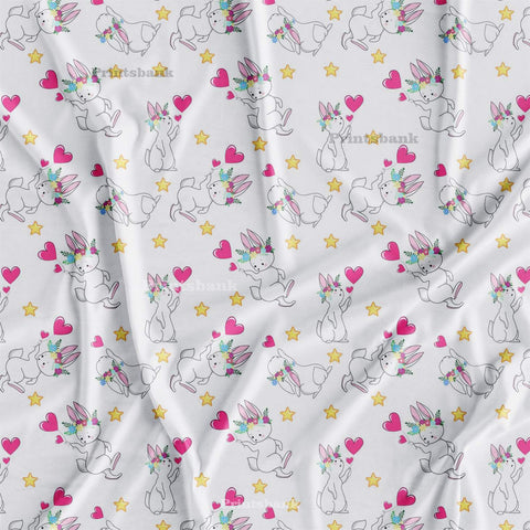 White Digital Printed Designer Fabric Manufacturer Online