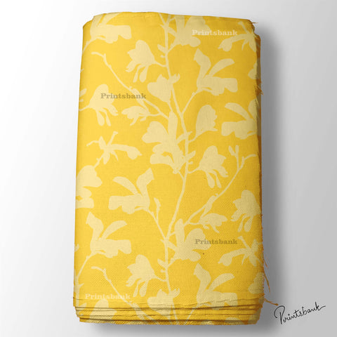 Mustered Yellow Floral Digital Printed Fabric Store Online Supplier