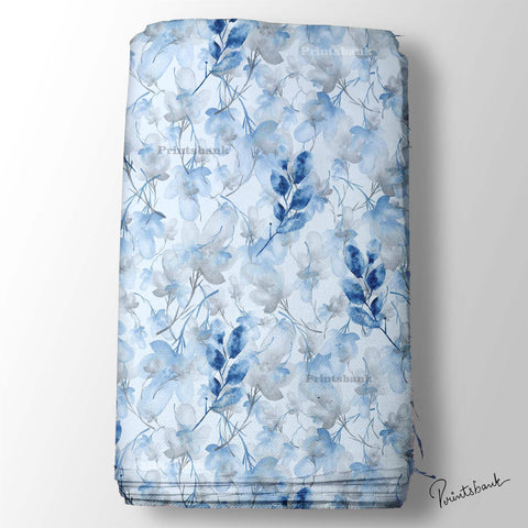 Powder Blue Designer Printed Fabric Supplier