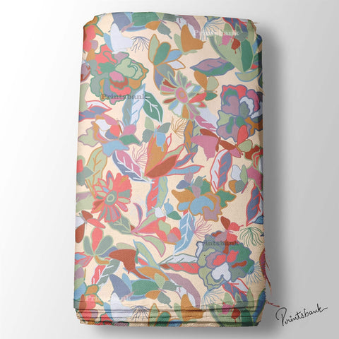 Pastel Multi Colour Floral Digital Printed Fabric Online Store In India