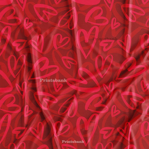 Red Love Digital Printed Fabric Online Market Price