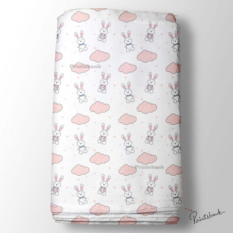 White Soft Printed Fabric Material For Kids