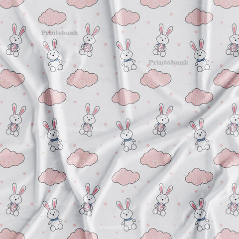 White Soft Printed Fabric Material For Kids
