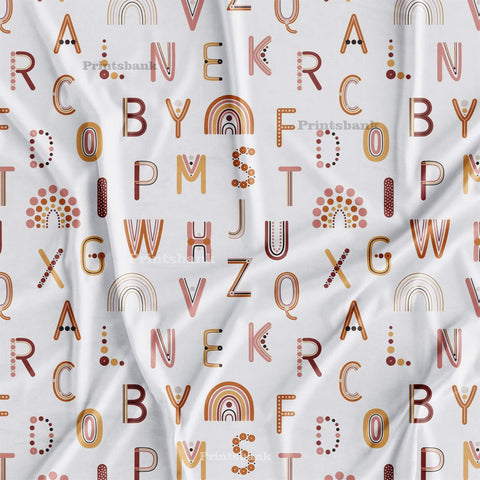 Alphabet Written Printed Fabric For Kid's Dress Material Online