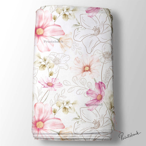 Designer Big Floral Digital Printed Fabric Online Store