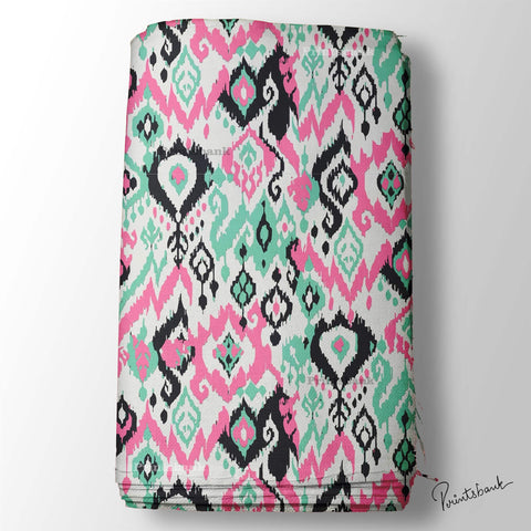 Multi Colour Ikat Digital Printed Boutique Fabric Material