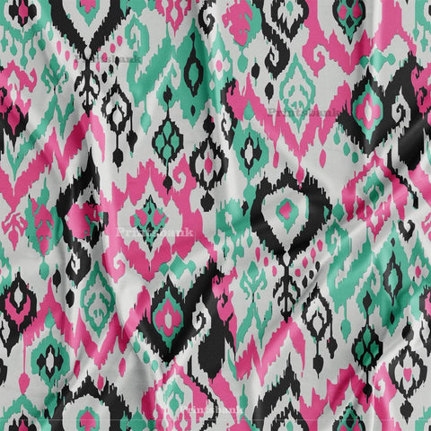 Multi Colour Ikat Digital Printed Boutique Fabric Material