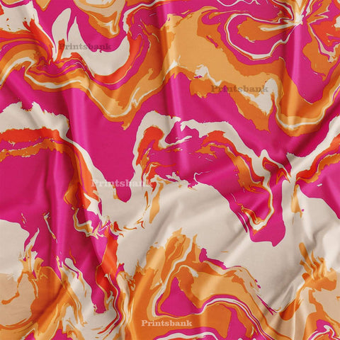 SALE! Digital Printed Bright Silk Satin Kurti, Gown, Top, Cord-Set Multipurpose Fabric