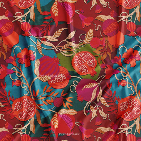 Red Floral Digital Printed Fabric For Kurtis Manufacture