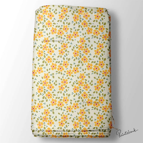 Yellow Small Floral Printed Fabric Supplier India