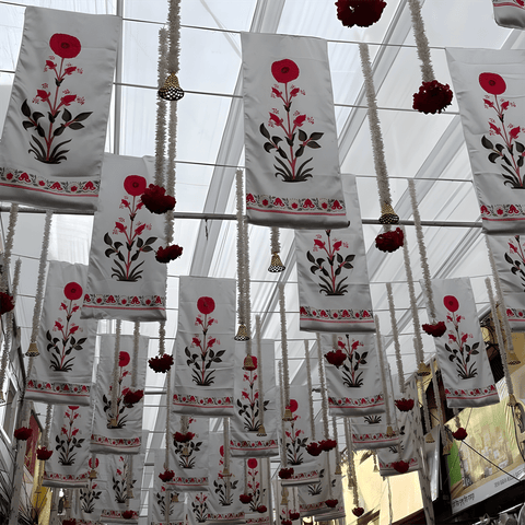 Red Event Motif Satin Printed Hanging