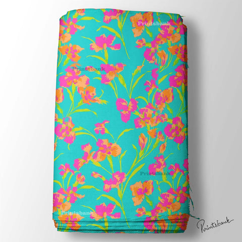 Designer Floral Digital Printed Fabric For Boutique