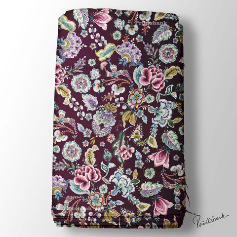 Vintage Floral Digital Printed Fabric For Designer Store