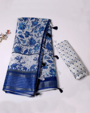 OFFER! Designer saree & sequence border Cotton Saree with Blouse Jari