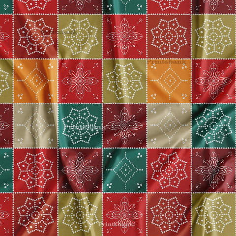 Multi Colour Bandhani Digital Printed Fabric For Kurti Manufacturer