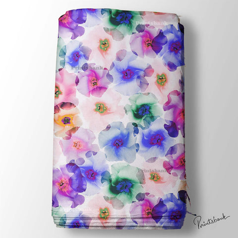 Watercolour Floral Digital Printed Fabric Material For Boutique Dress