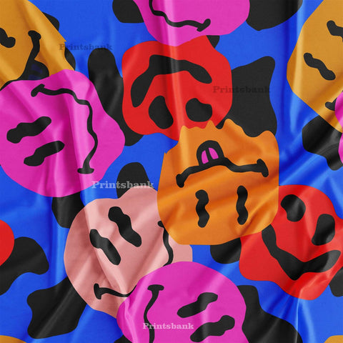 Quirky Colourful Emoji Printed Fabric For Boutique