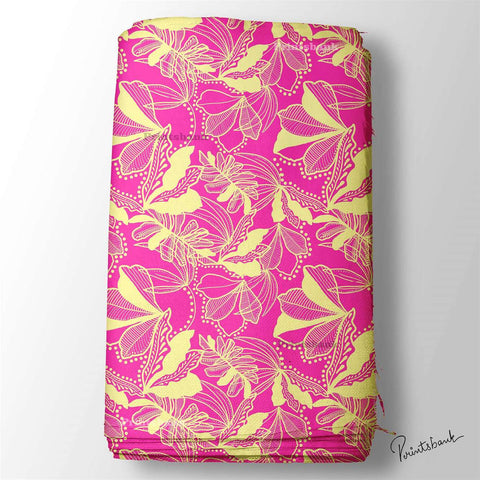 Pink Floral Printed Fabric Material