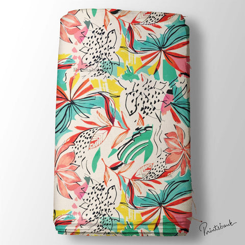 Multicolour Abstract Designer Digital Printed Fabric Material Online