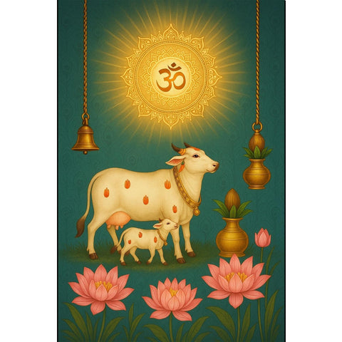 Pichwai print Holy Cow & Lotus Hanging