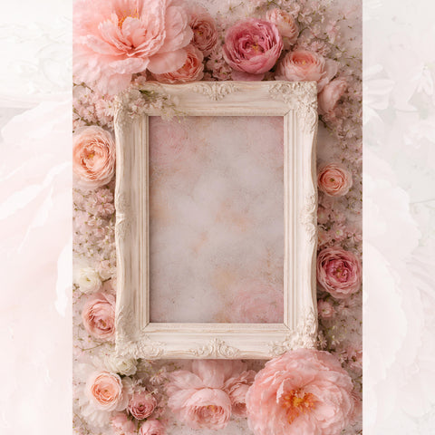 Cute PhotoFrame floordrop with real roses