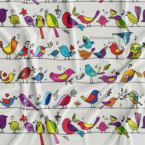 Floral Kingfisher Bird Printed Fabric Material Online