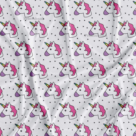 White Unicorn Printed Wholesale Fabric For Kids Dress