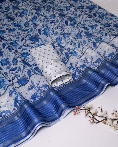 OFFER! Designer saree & sequence border Cotton Saree with Blouse Jari