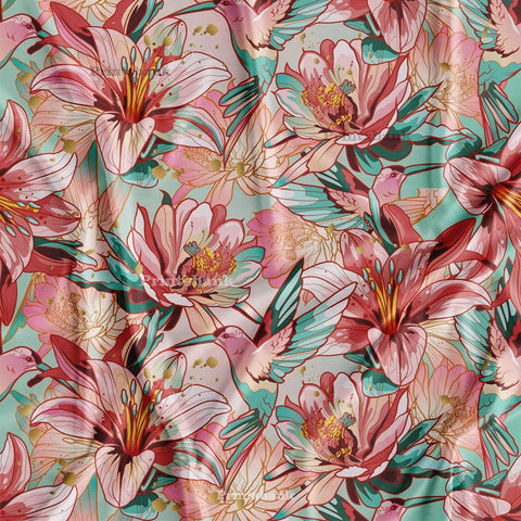 Floral With Bird Digital Printed Fabric Kurti Manufacturer