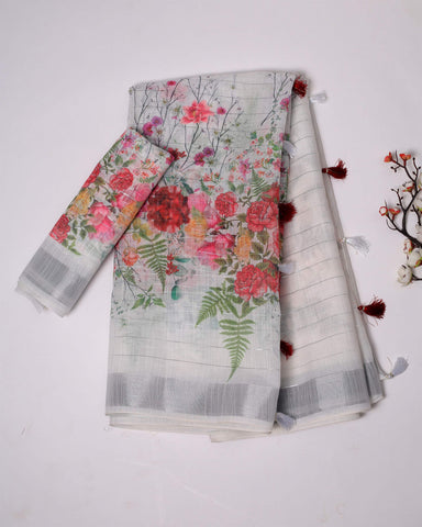 OFFER! Designer saree & sequence border Cotton Saree with Blouse