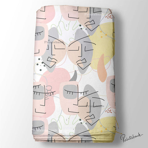 Abstract Faces Digital Printed Fabric Material For Cord Sets Wholesale