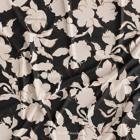 Black & White Floral Digital Printed Fabric Manufacturer