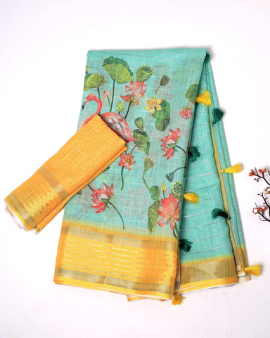 OFFER! Designer saree & sequence border Cotton Saree with Blouse