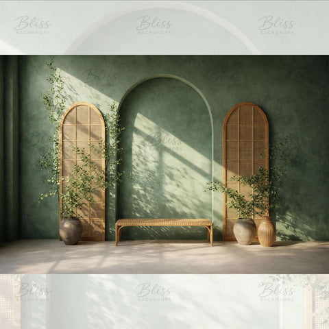 Green Artistic Pastel Designer Room Backdrop