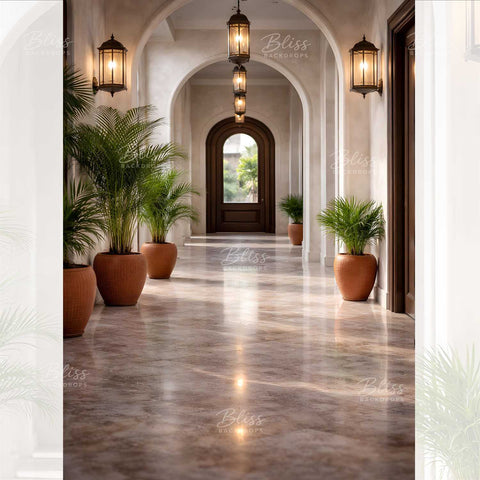 Hall of Fame Palace Corridor Background Backdrop Fabric