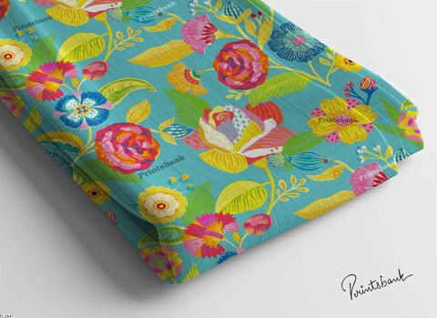 Digital printed semi cotton lilen fabric