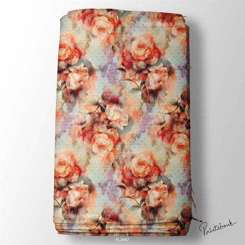 Floral Wholesale Digital Printed Fabric for Dress & Cloth