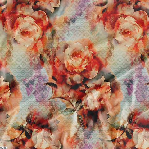 Floral Wholesale Digital Printed Fabric for Dress & Cloth